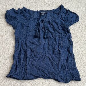 Lucky Brand Dark Blue Sheer Blouse